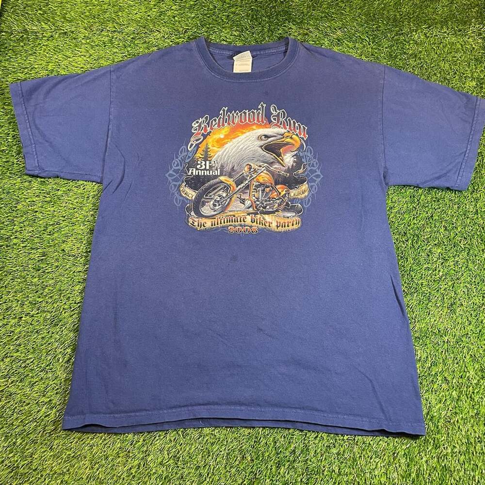 Vintage 2008 Redwood Run 31st Annual Biker Party California T-Shirt Size L